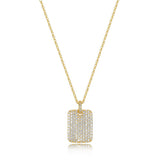 Collier à plaque pavée de zircons Reign en argent 925 plaqué or 18K