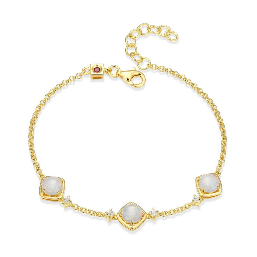 Bracelet station ELLE en argent 925 plaqué or et opale