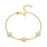 Bracelet station ELLE en argent 925 plaqué or et opale