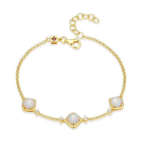 Bracelet station ELLE en argent 925 plaqué or et opale