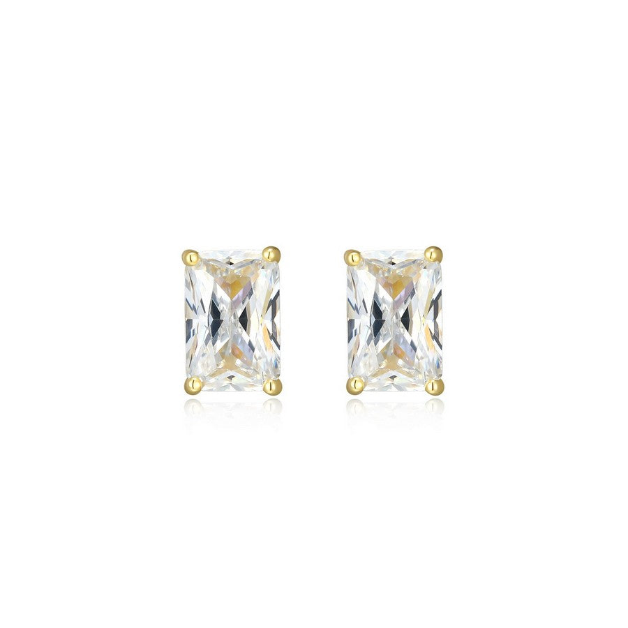 Boucles d’oreilles clous Reign en argent 925, zircon coupe émeraude