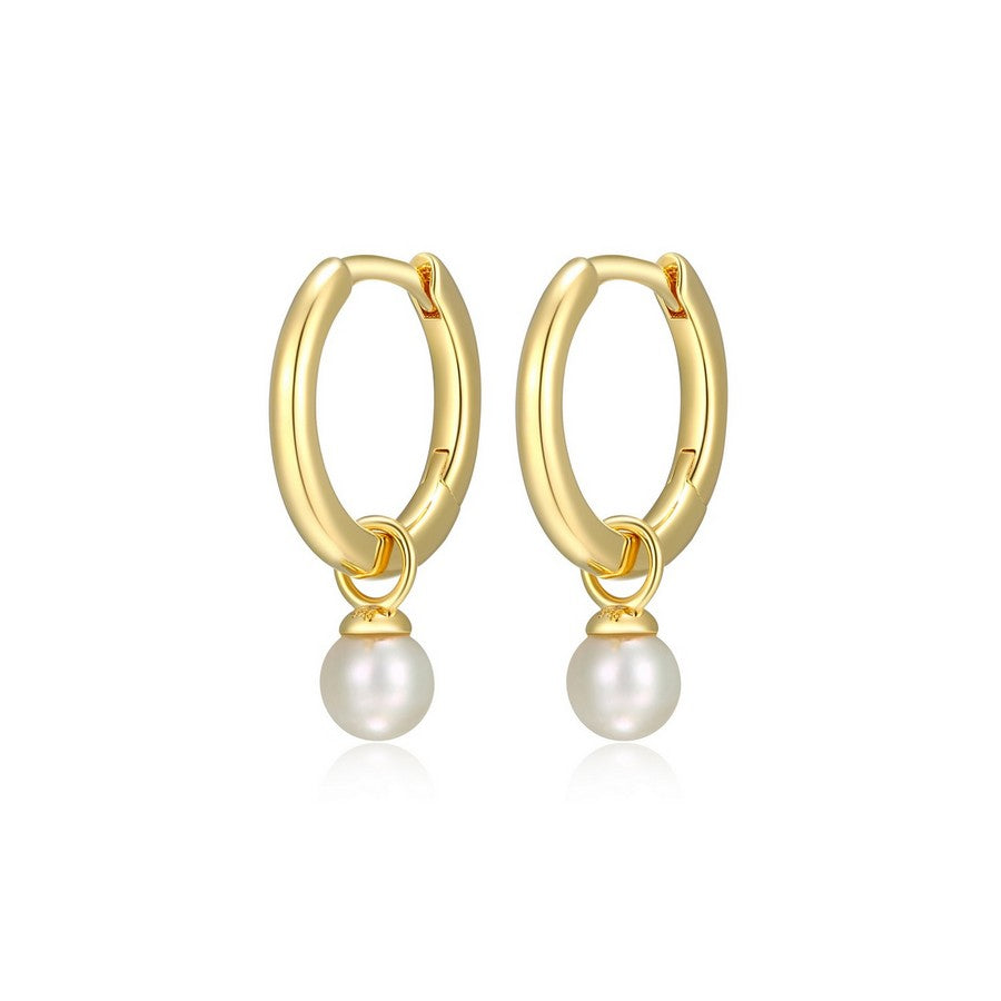 Boucles d’oreilles huggie perle en argent 925 plaqué or
