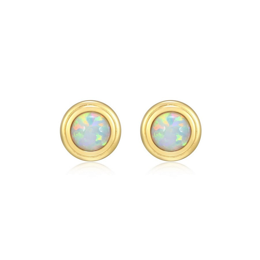 Boucles d’oreilles clous Reign en argent 925 plaqué or, opale