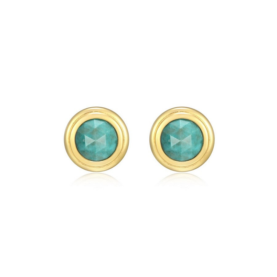 Boucles d’oreilles clous turquoise Reign en argent 925 plaqué or