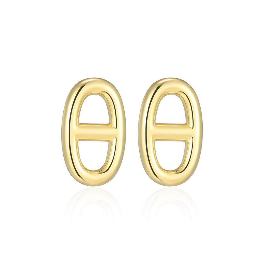 Boucles d’oreilles clous maille marine Reign en argent 925 plaqué or