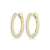 Boucles d’oreilles créoles ELLE en argent 925 plaqué or et zircon