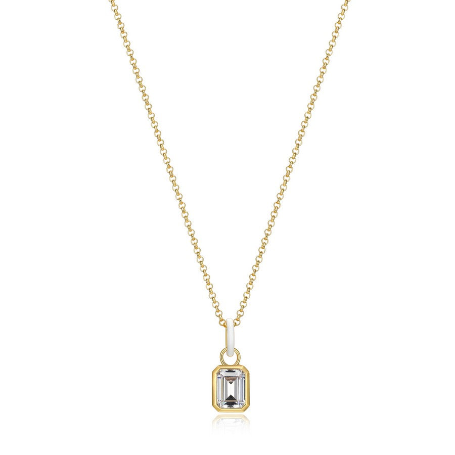 Collier pendentif zircon Reign en argent 925 plaqué or 18K