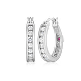 Créoles ELLE en argent 925 plaqué rhodium et zircons cubiques