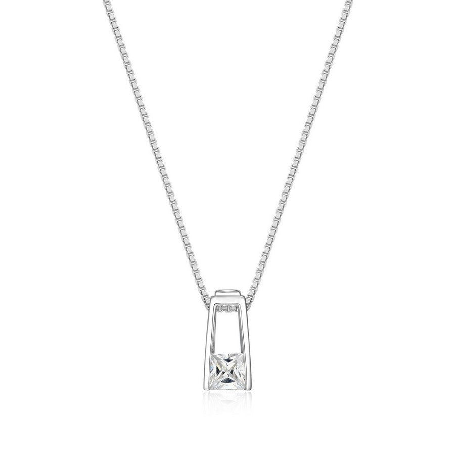 Collier solitaire ELLE en argent 925 au zircon cubique