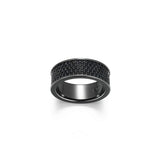 Bague cigar band Ethos en argent 925, pavée de saphirs noirs