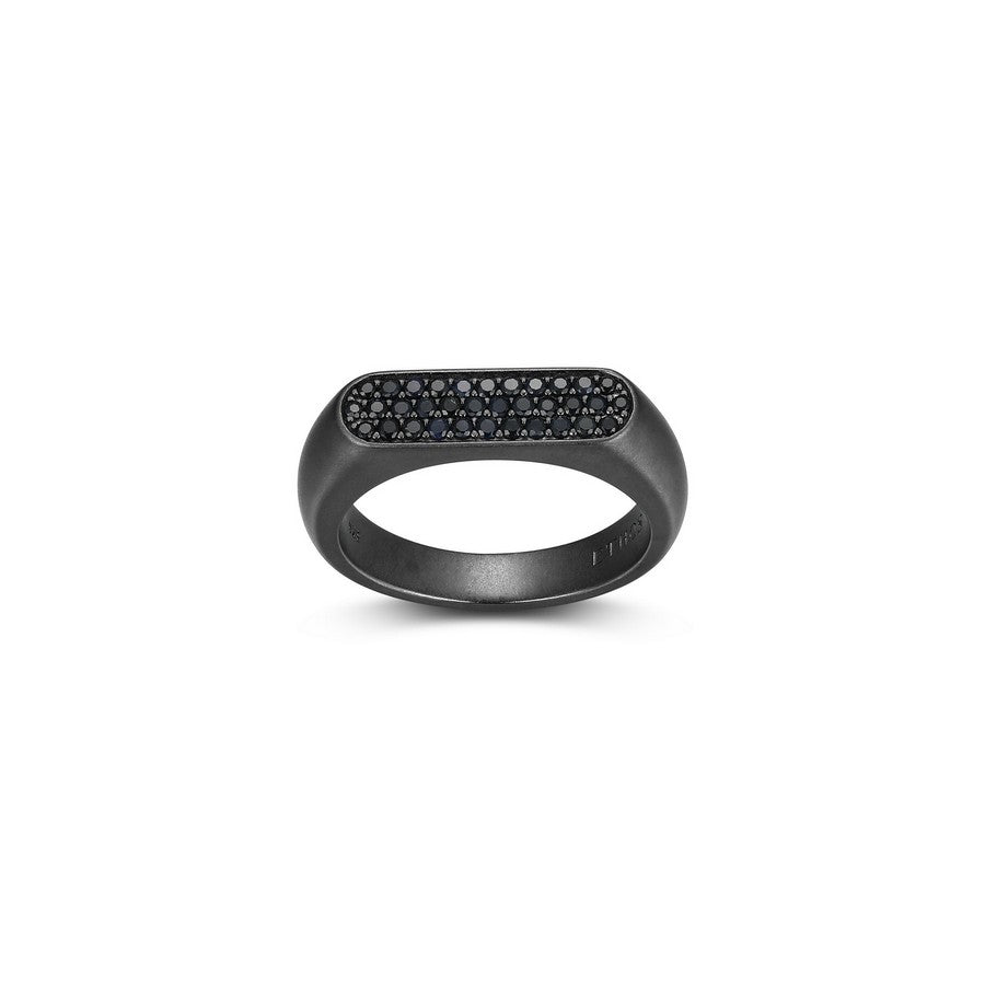 Bague chevalière Ethos en argent 925, saphir noir