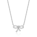 Collier Reign à pendentif nœud en argent 925 et zircons