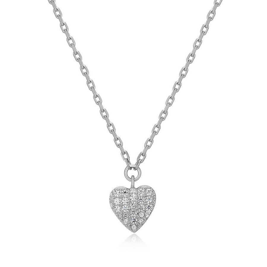 Collier ELLE cœur pavé de zircons en argent 925