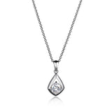 Collier solitaire zircon ELLE en argent 925 plaqué rhodium