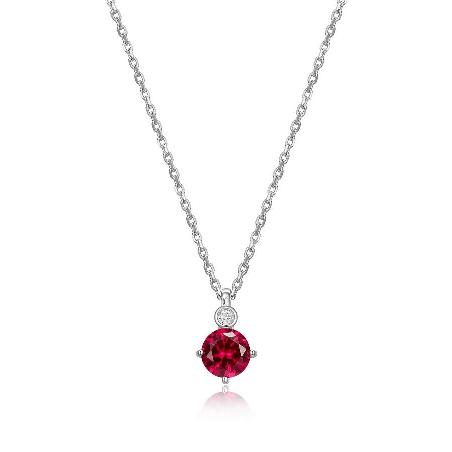 Collier pendentif ELLE en argent 925 et rubis de laboratoire