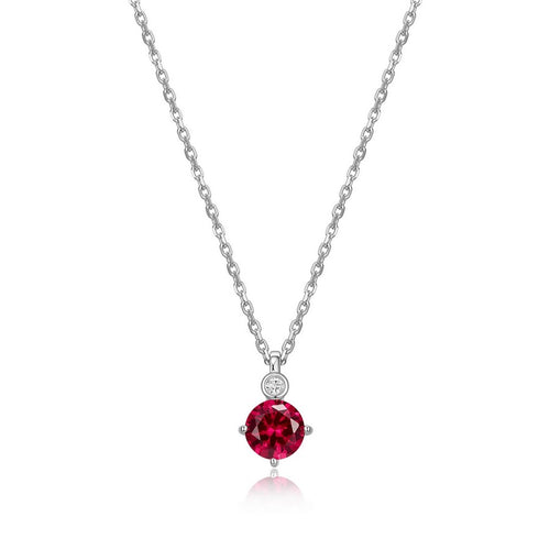 Collier pendentif ELLE en argent 925 et rubis de laboratoire