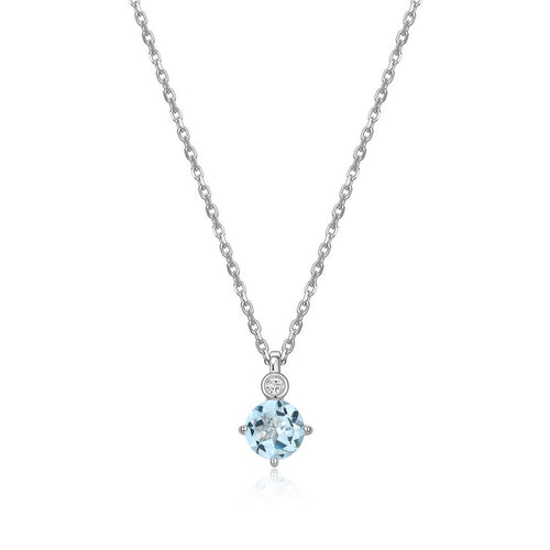 Collier ELLE en argent 925, topaze bleue et diamant de laboratoire