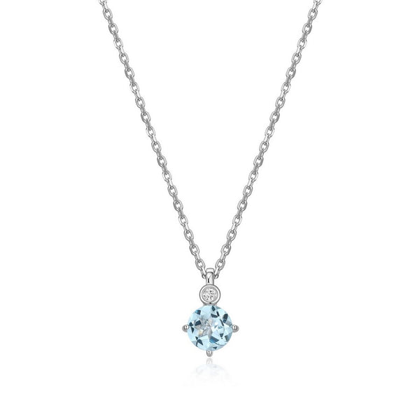 Collier ELLE en argent 925, topaze bleue et diamant de laboratoire