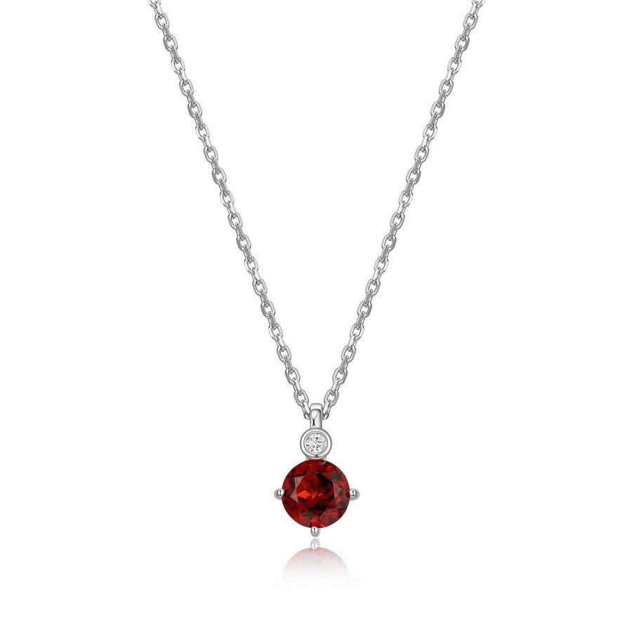 Collier ELLE grenat et diamant de laboratoire en argent 925