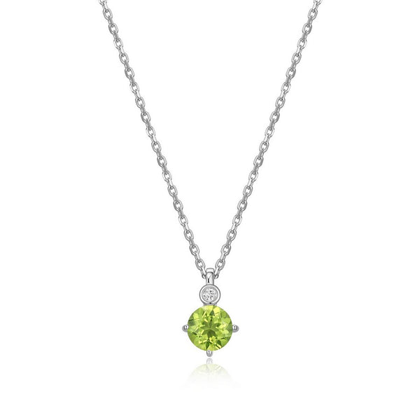 Collier ELLE en argent 925, péridot et diamant de laboratoire
