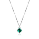 Collier ELLE en argent 925, émeraude et diamant de laboratoire