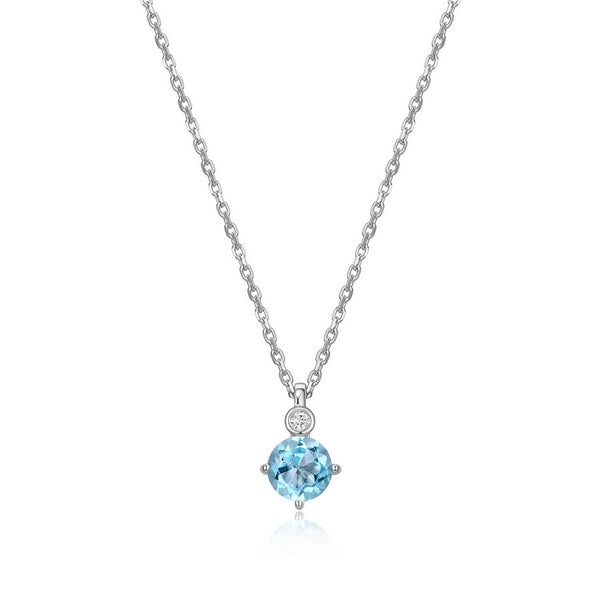 Collier ELLE en argent 925 à topaze bleue et diamant de laboratoire