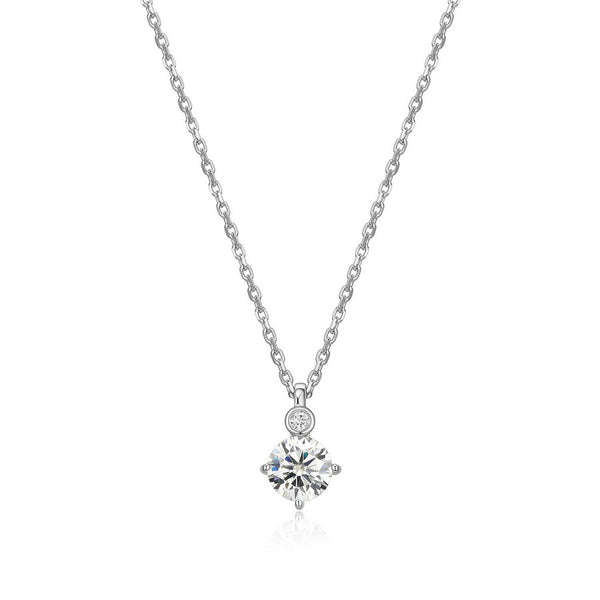 Collier pendentif ELLE en argent 925, moissanite et diamant labo