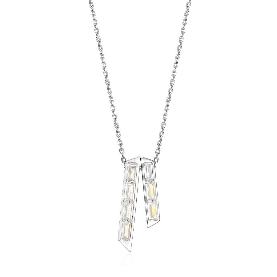 Collier double barre ELLE en argent 925 plaqué rhodium