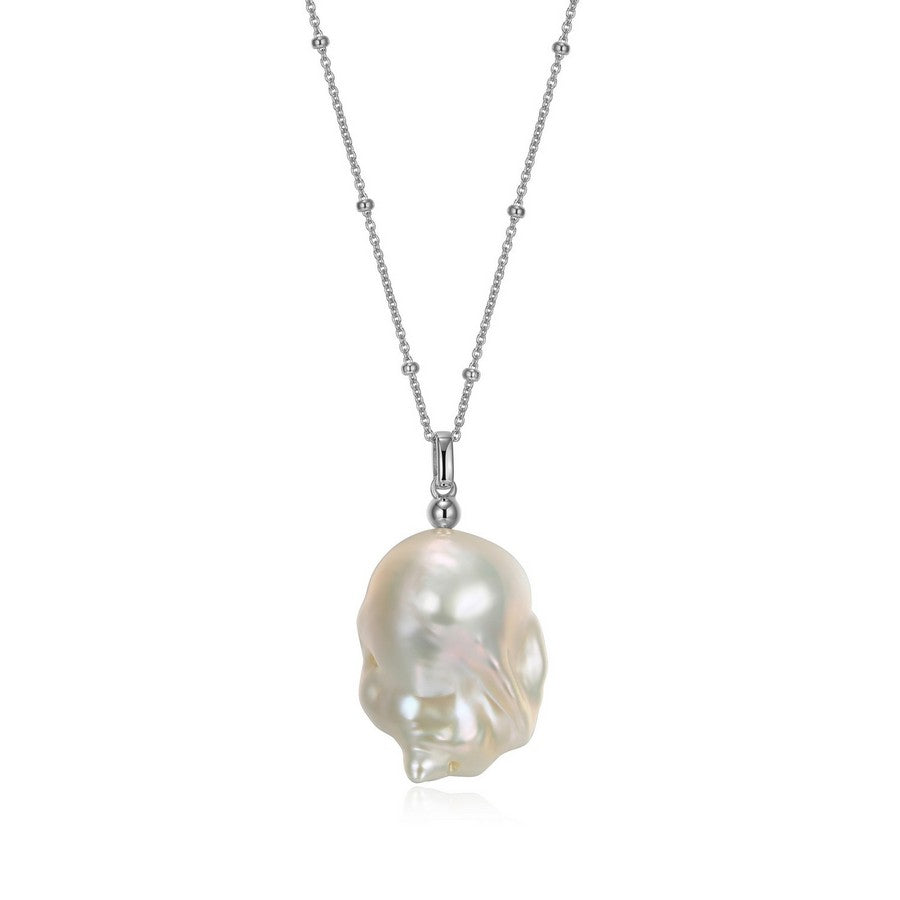 Collier ELLE en argent 925, chaîne à billes et perle