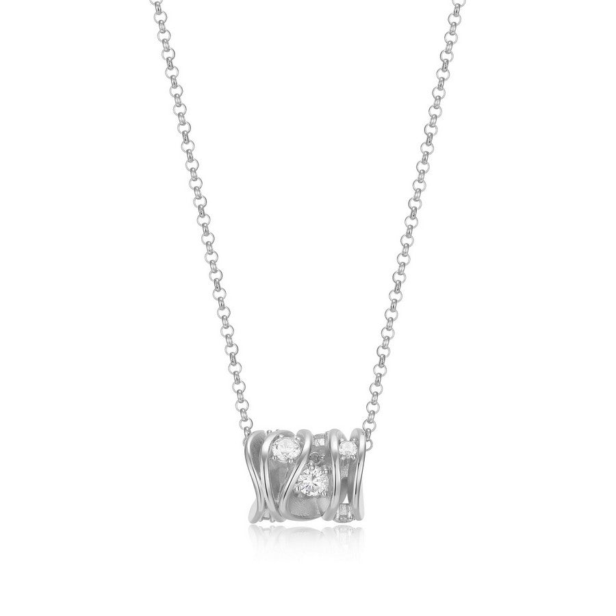 Collier ELLE à pendentif cylindre en argent 925 plaqué rhodium