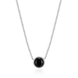Collier pendentif ELLE en argent 925 agate noire