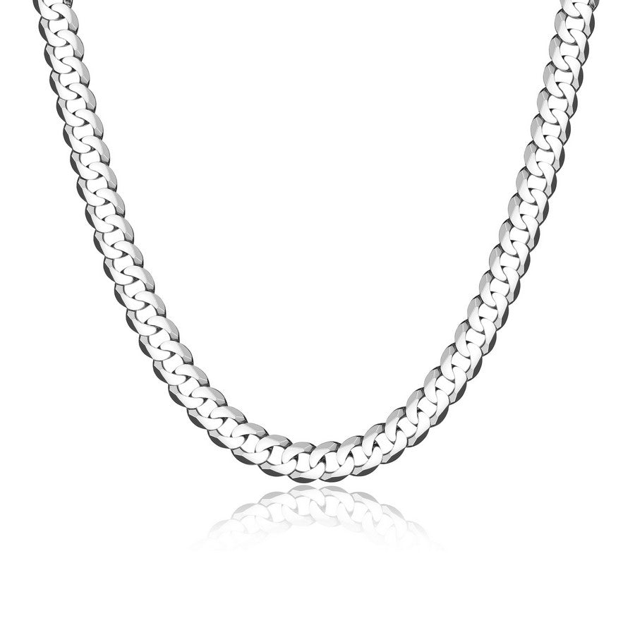Collier chaîne gourmette plate (flat curb) 24 po Ethos argent 925