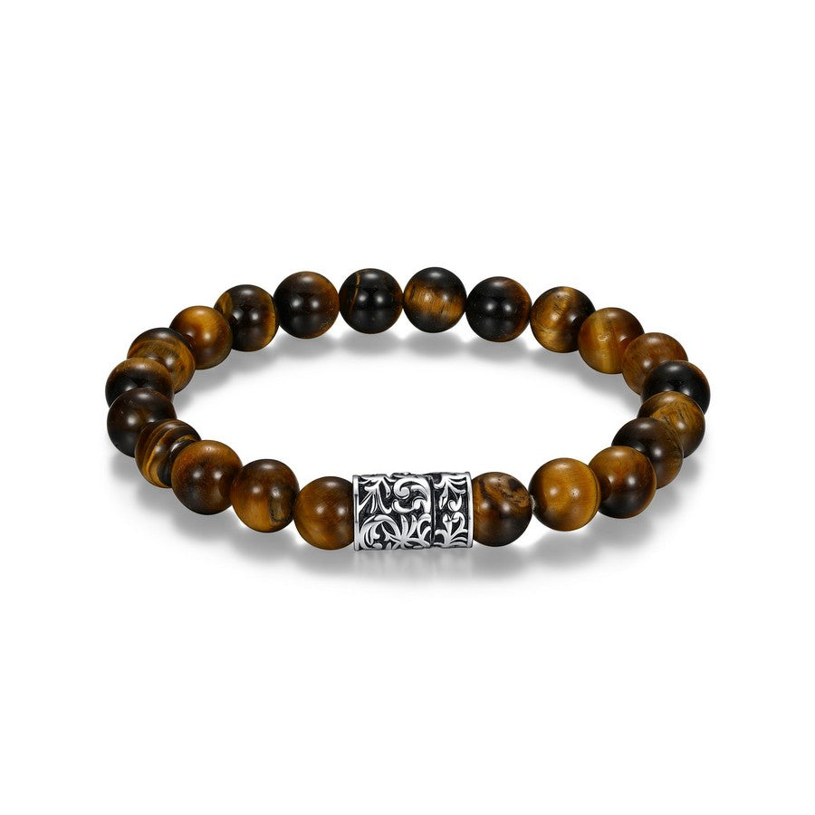 Bracelet œil-de-tigre en billes Ethos argent 925