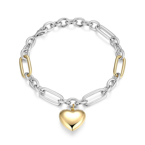Bracelet à maillons cœur bicolore Reign en argent 925