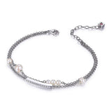Bracelet ELLE double chaîne en argent 925 rhodié