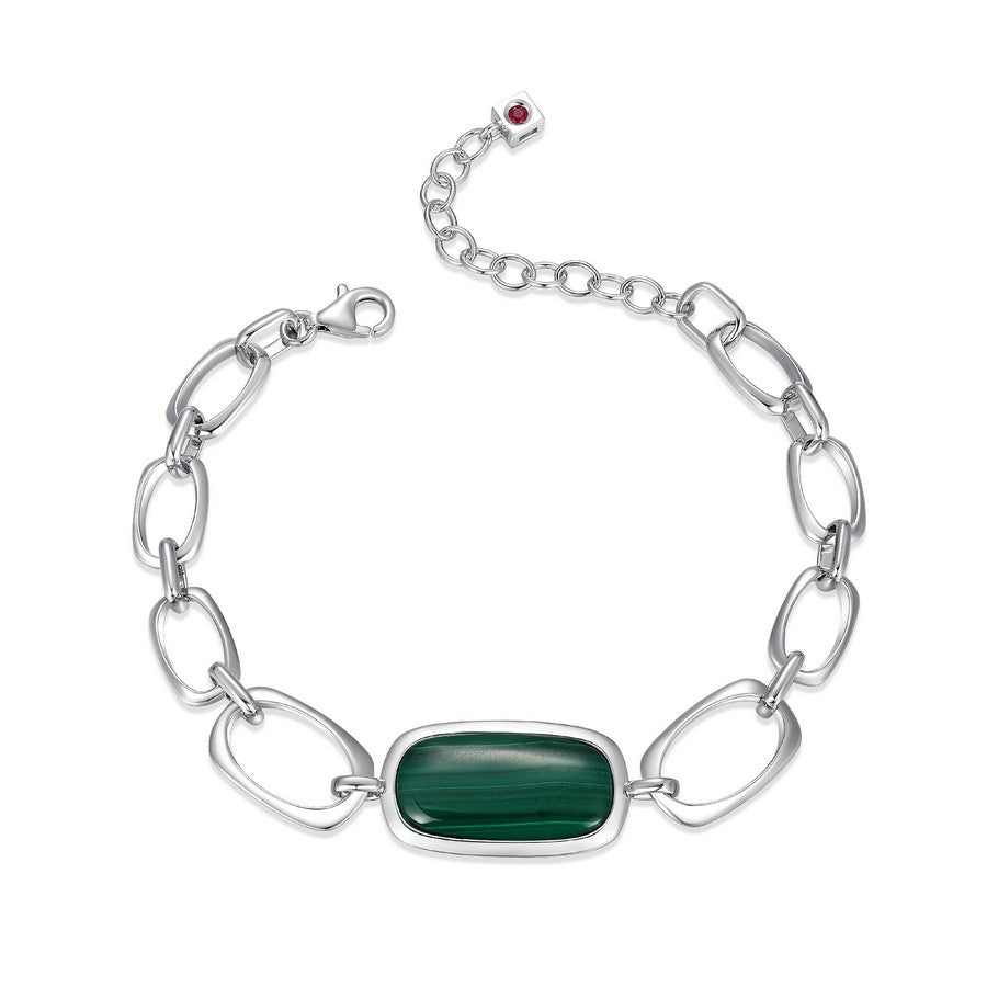 Bracelet à maillons ELLE en argent 925 et malachite verte