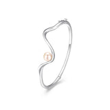 Bracelet jonc ondulé ELLE en argent 925 et perle blanche
