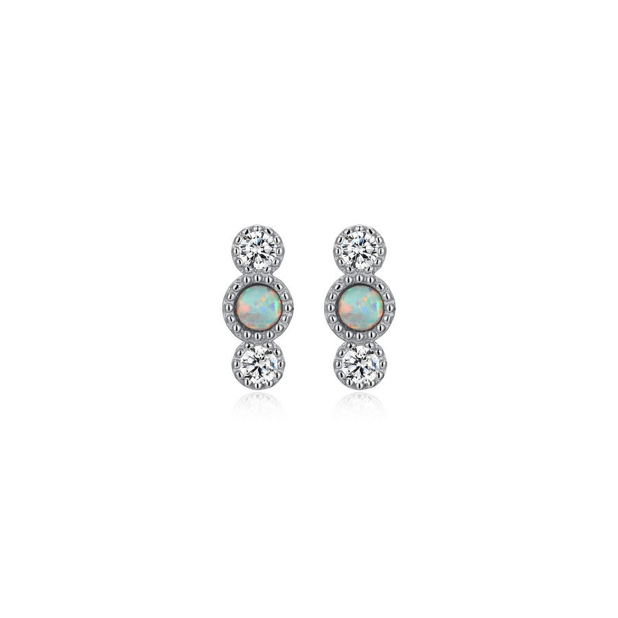 Boucles d’oreilles clous Reign en argent 925 opale et zircon