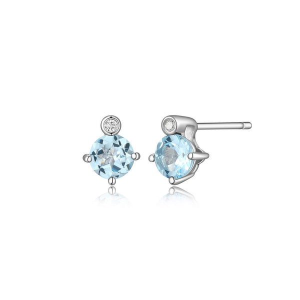 Boucles d’oreilles ELLE en argent 925, topaze bleue et diamant