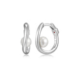 Créoles ELLE à perle en argent 925 plaqué rhodium