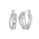 Boucles créoles between petites ELLE en argent 925