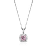 Collier pendentif halo coussin ELLE en argent 925 rhodié