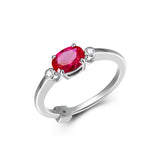 Bague de couleur ELLE en argent 925 et rubis de synthèse
