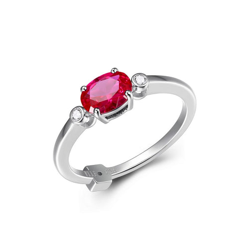 Bague de couleur ELLE en argent 925 et rubis de synthèse