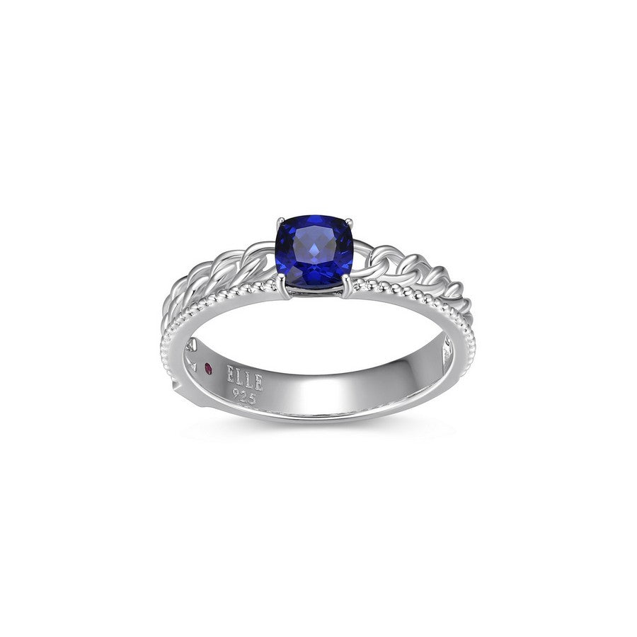 Bague ELLE tressée en argent 925 et saphir de synthèse