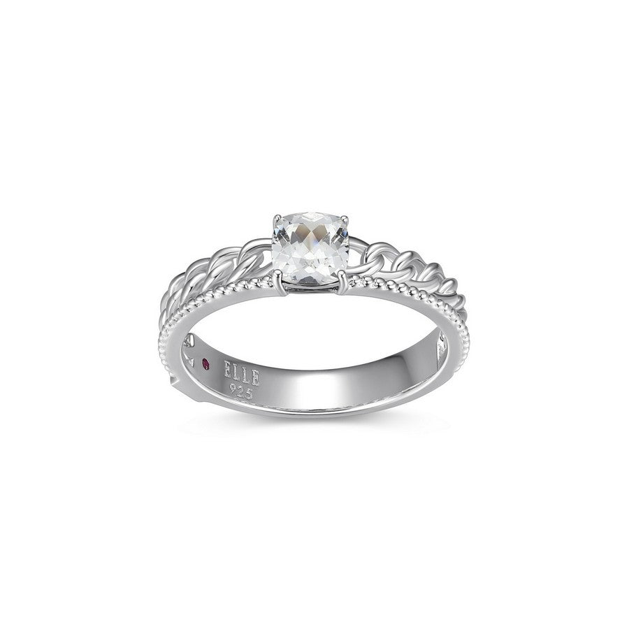 Bague torsadée ELLE en argent 925, saphir blanc