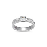Bague torsadée ELLE en argent 925, saphir blanc