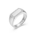 Bague plaque ELLE en argent 925 bordée de zircons