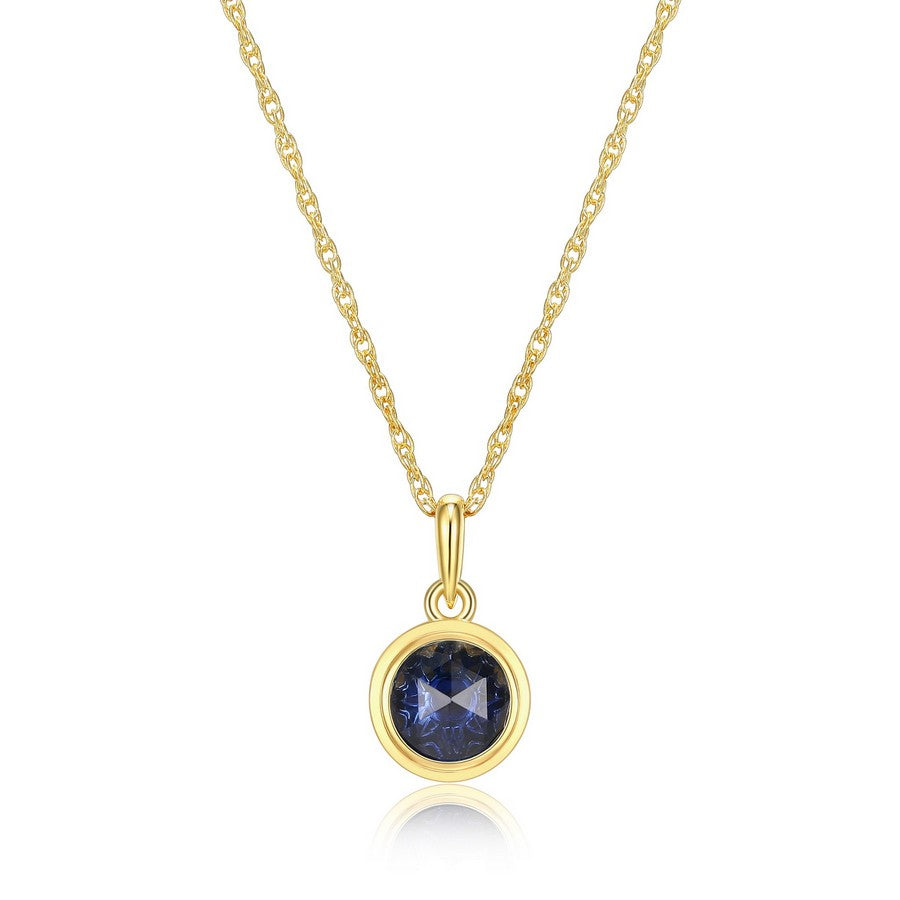 Collier à pendentif saphir Reign en argent 925 plaqué or