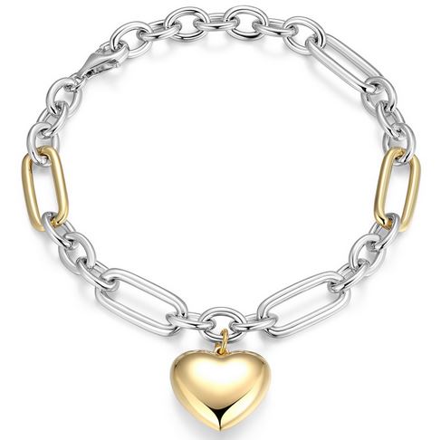 Bracelet Maillons Pendentif Cœur Bicolore – Reign Argent 925